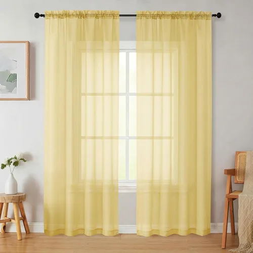 Vista 162 de 2 paneles de cortinas traslúcidas blancas para dormitorio, sala de estar, 96 pulgadas de largo, modernas, suaves, ligeras, con bolsillo para barra