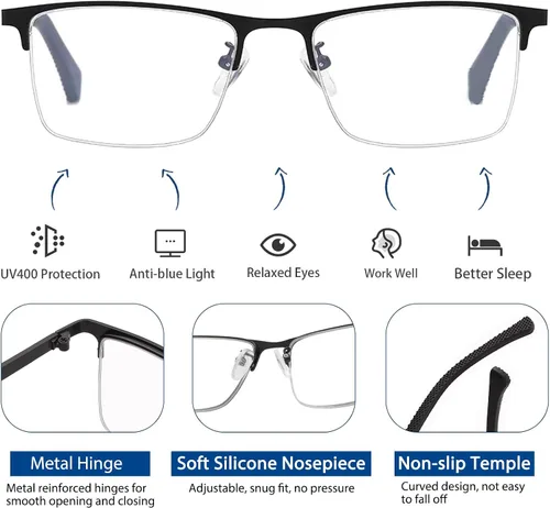 Vista 5 de K.LAVER Gafas de lectura fotocrómicas progresivas duraderas de Multifocus para hombres Lector multifocal de transición de luz azul