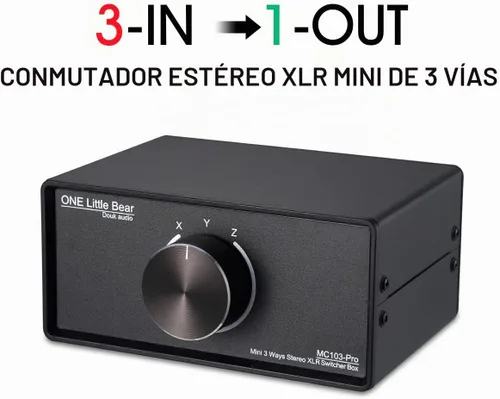 Vista 2 de Nobsound Interruptor de audio XLR 3 en 1 salida; convertidor de audio equilibrado; selector de audio pasivo estéreo de 3 vías