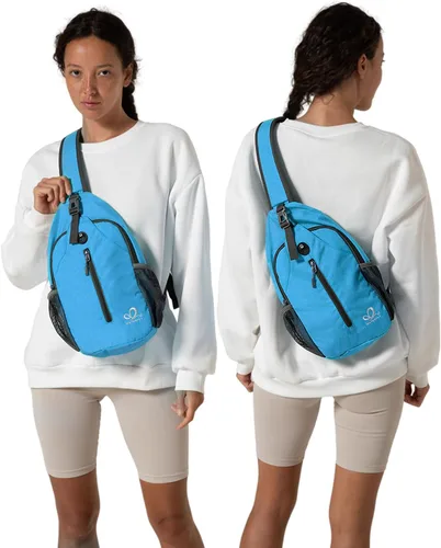Vista 138 de Waterfly - Mochila cruzada tipo bandolera para viajes y caminatas, bolsa de pecho, Gris, talla única