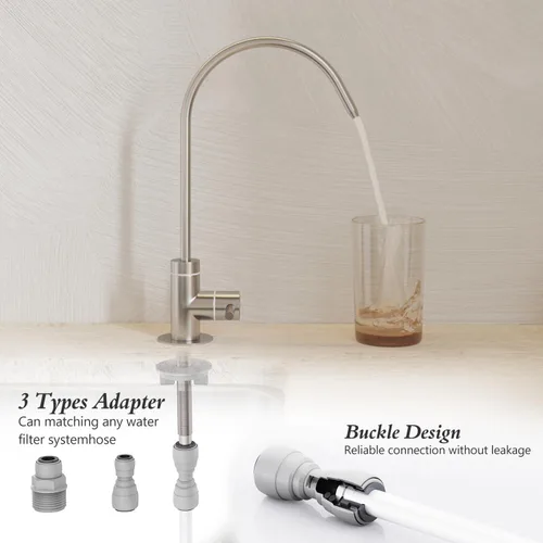 Vista 4 de GIMILI Grifo de agua potable para fregadero de cocina, grifo de filtro de agua de cocina de acero inoxidable para ósmosis inversa o sistema