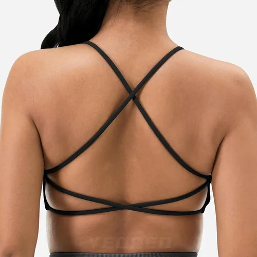 Vista 3 de YEOREO Pearl - Brasier deportivo para mujer, con tirantes cruzados, espalda cruzada, espalda descubierta, extraíble, acolchado, para yoga
