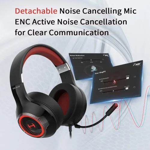 Vista 7 de HECATE by Edifier G33 - Auriculares USB para juegos sonido envolvente 71 auriculares sobre la oreja con micrófono desmontable con cancelación