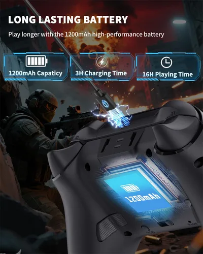 Vista 6 de Bcofo Wireless Mobile Game Controller for iOS/iPhone/Android/Cell Phone/Switch/Laptop, Gaming Gamepad with Phone Clip for Gamers, Hall Effect