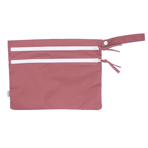 Vista 7 de BapronBaby Minimalist Champagne Wet Dry Bag - Waterproof Two Zipper Pockets - Reusable for Mealtime, Diapers, Stroller, Snacks, Swimsuits - Machine