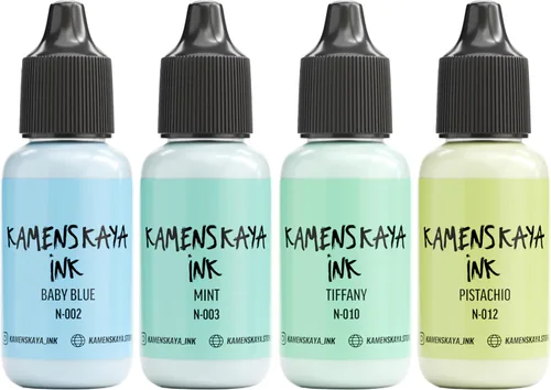 Vista 12 de Juego de tinta de alcohol Kamenskaya #10: Combinación de colores combinados de tintas de alcohol, 4 piezas. 0.51 fl oz (15 ml) cada una