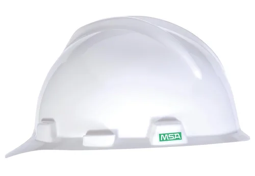 Vista 9 de MSA 495851 V-Gard - Casco de seguridad, con suspensión de trinquete Fas-Trac III, carcasa de polietileno, protección anti-impacto superior, correas