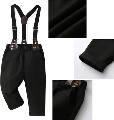 Vista 6 de SALNIER Conjunto formal de esmoquin para niños pequeños B-Negro