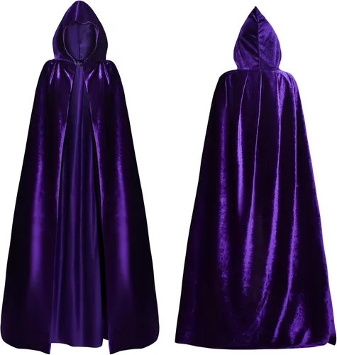 Vista 2 de Wildox Disfraz de Halloween para mujer, capa morada y cinturón de cosplay de anime, juego de accesorios de disfraces