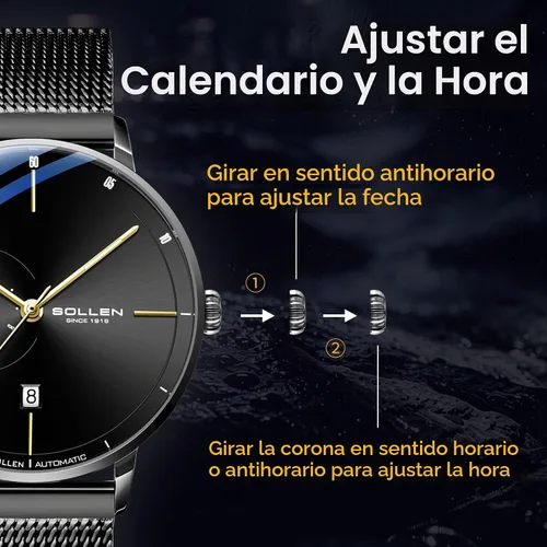 Vista 5 de Automatic Watches for Men, Luxury Minimalist Men's Automatic Watch Negro