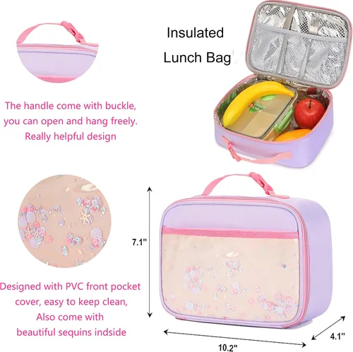Vista 6 de Gazigo Mochila para niñas, escuela primaria, mochila de conejito para niñas, linda mochila para niños y jardín de infantes preescolar, Juego