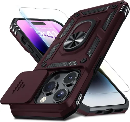 Vista 127 de Janmitta Funda para iPhone 8 Plus/7 Plus/6 Plus, Cubierta de Teléfono con Cubierta Deslizante Integrada para Lente de Cámara + Protector