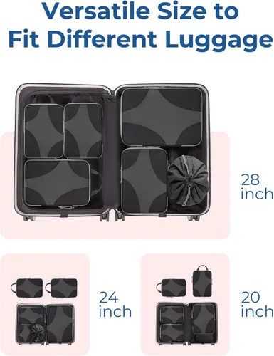 Vista 3 de BAGSMART Cubos de embalaje de compresión para viajes, organizador de equipaje comprimible para cruceros, artículos esenciales de viaje ligeros