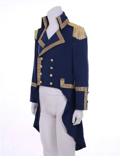 Vista 4 de Mens Musical Hamilton Historical Colonial Costume Steampunk Tailcoat Jacket Gothic Victorian Frock Coat Uniform