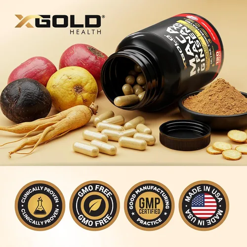 Vista 6 de Cápsulas de raíz de maca 10,000 mg + ginseng coreano Panax 1,400 mg - Extracto concentrado 20x raíz de maca negra + roja + amarilla, extracto