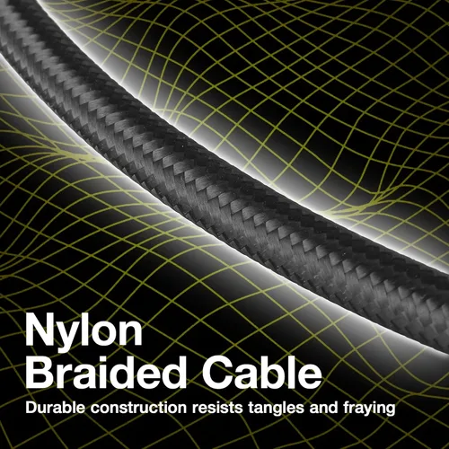 Vista 7 de BoxWave Cable Compatible with Elgato Wave:3 - DirectSync PD Cable (10ft) - USB-C to USB-C (100W), Long Type C Braided Nylon Alloy Fast Charge - Jet