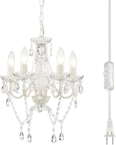 Vista 9 de Alighting Candelabro pequeño negro con 4 luces para enchufar, candelabros de cristal para comedor