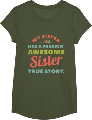 Vista 79 de Camiseta My Sister Has A Freakin Awesome Sister True Story, Negro, S