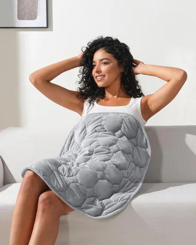 Vista 10 de Kivik Manta con peso para adultos, almohadilla de peso de 7 libras, manta pesada pequeña, almohadillas portátiles de viaje, regalos cálidos