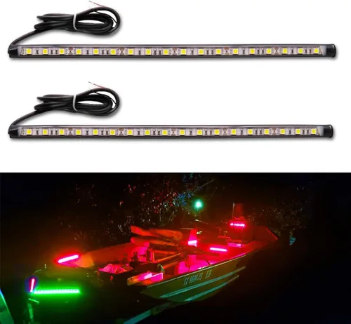 Vista 8 de Luces de navegación – Luces de proa LED, verde y rojo, pesca nocturna, cubierta, IP67 impermeable para pontón, bote auxiliar, kayak, barco Jon, yate