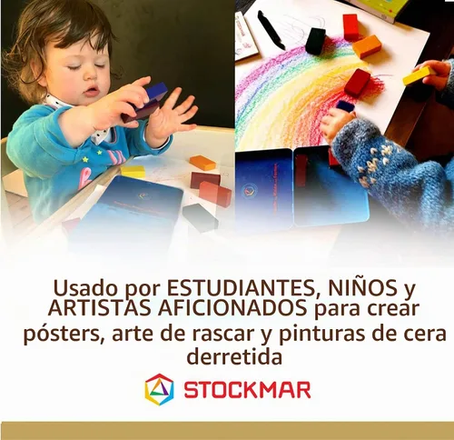 Vista 4 de Stockmar 204884266 Bloques de pintura de cera de abeja impermeables de 16 bloques en caja de lata