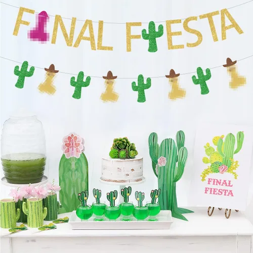 Vista 2 de Cartel de fiesta de despedida de soltera, divertida guirnalda de cactus para decoraciones de despedida de soltera mexicana, compromiso de cactus