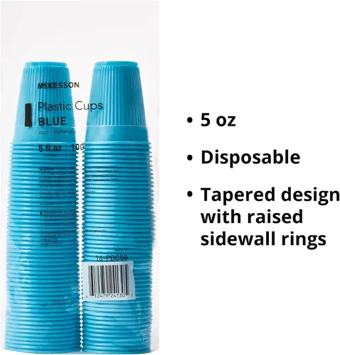 Vista 3 de McKesson Vasos de plástico desechables, vasos para beber, polipropileno, azul, 5 onzas, 100