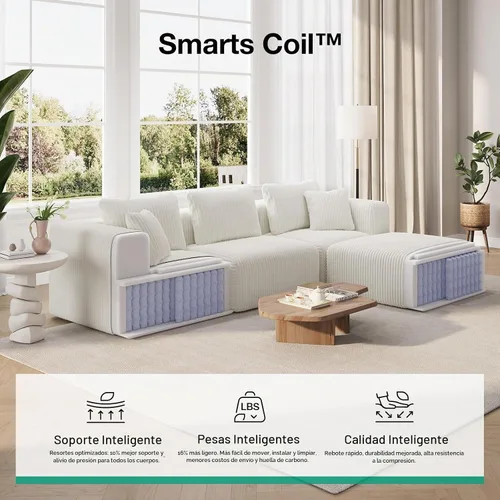 Vista 3 de Novilla - Sofá biplaza modular de 70.8 pulgadas, sofá modular de espacio pequeño, moderno sofá de nube con soporte Smarts Coil®, sofá seccional sin