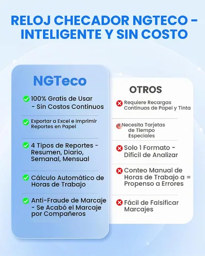 Vista 8 de NGTeco Reloj de tiempo independiente, perforadora biométrica para pequeñas Negro y plateado
