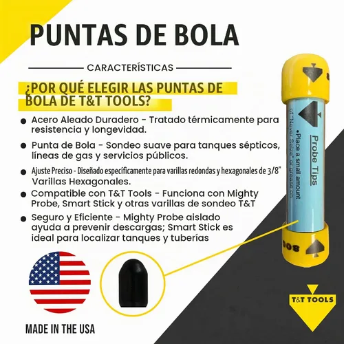 Vista 2 de T&T Tools Puntas de repuesto estándar – Varillas de sonda de suelo de 3/8