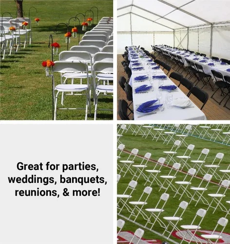 Vista 6 de TentandTable Sillas plegables apilables de plástico de polietileno resistente, color negro, para eventos, banquetes y bodas, capacidad de 700