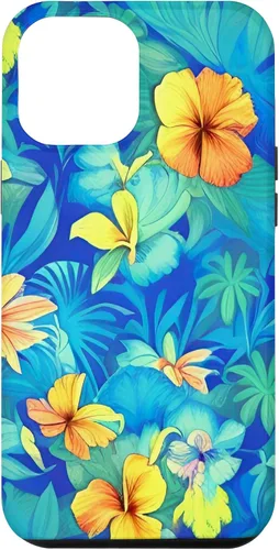 Vista 6 de Funda estética para iPhone 15 con flores de hibisco floral hawaiano tropicales