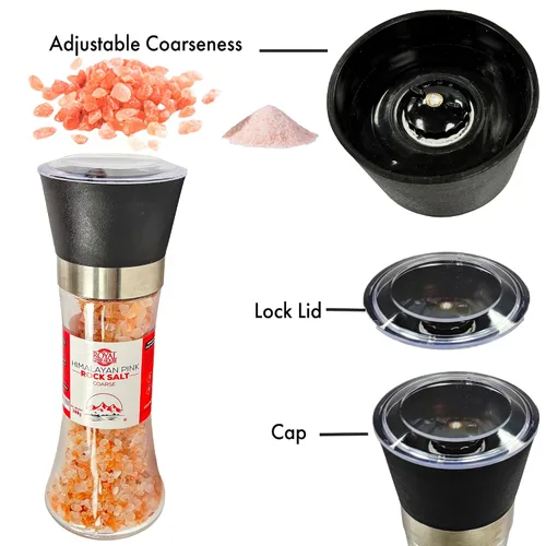 Vista 5 de Sal rosa del Himalaya de grano grueso a granel en frasco, cristales gourmet puros 100% naturales, contiene 84 minerales adecuados para exfoliantes