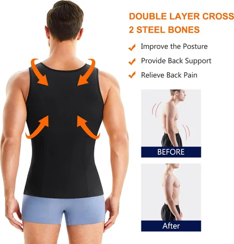 Vista 3 de Wonderience Camisetas de compresión para hombre, camiseta sin mangas con cremallera