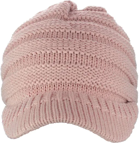 Vista 10 de C.C Gorro de punto trenzado cálido y grueso con visera