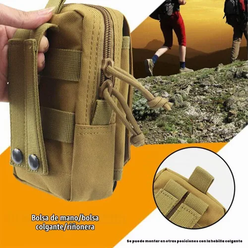 Vista 6 de Bolsa táctica para teléfono, bolsa para teléfono celular, bolsa multiusos para cinturón EDC, bolso de cinturón con soporte para funda para teléfono