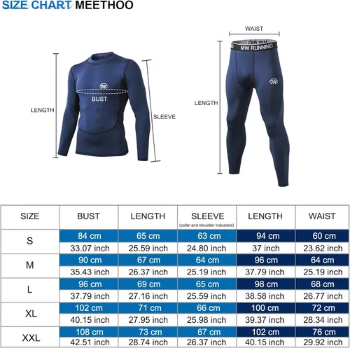 Vista 7 de MeetHoo Conjunto de ropa interior térmica para hombre, capa base de compresión, ropa de invierno con forro polar largo, ropa de correr y esquiar