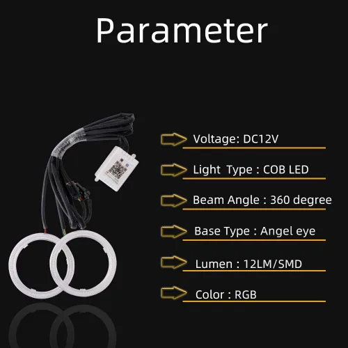 Vista 3 de Grandview 100MM Multicolor RGB LED Halo Anillos Luz COB 102SMD Teléfono Inteligente iOS Android App Control Bluetooth Car Angel Eyes Anillo Círculo