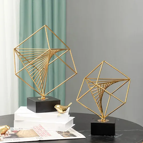 Vista 5 de Chinese feng Shui Statue Sculpture Golden Hollow Square Piano Ornaments Made of Alloy Material，Decor Ornaments for Home Bathroom Room Bedroom