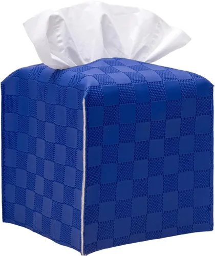Vista 8 de Cubierta de caja de pañuelos, Soporte de caja de pañuelos cuadrado, Organizador decorativo de pañuelos de cuero para baño, mesa y coche, 12.7 cm x