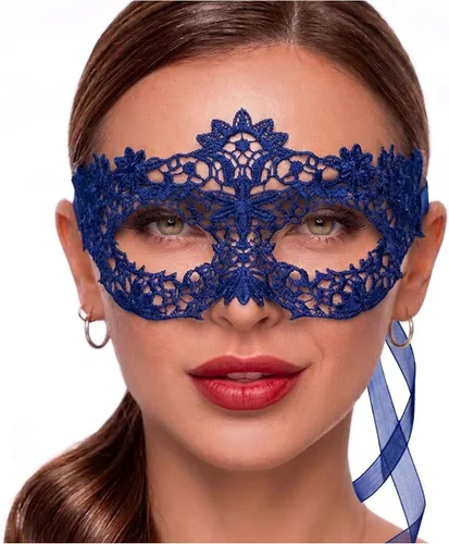 Vista 13 de Masquerade Mask For Women Lace Masquerade Mask for Masquerade Party, Proms, Venetian Party, Mardi Gras, Halloween & Cosplay Ana Bg Pluma de Pavo Real