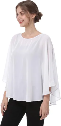 Vista 24 de Capas de gasa para mujer, chales y envolturas para poncho Negro