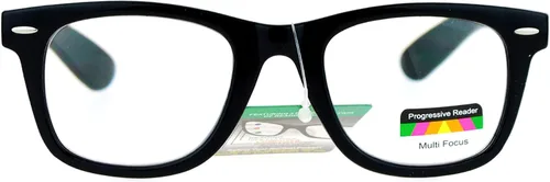 Vista 2 de Lentes de lectura progresivos de enfoque múltiple 3 poderes en 1 lector de borde cuadrado de cuerno