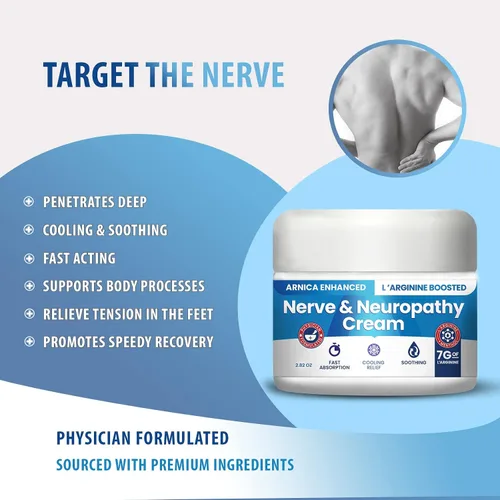 Vista 3 de Crema neuropatía árnica mejorada y fórmula potenciada por L'Arginine – Alivio máximo de fuerza para pies, manos, piernas, dedos de los pies incluye