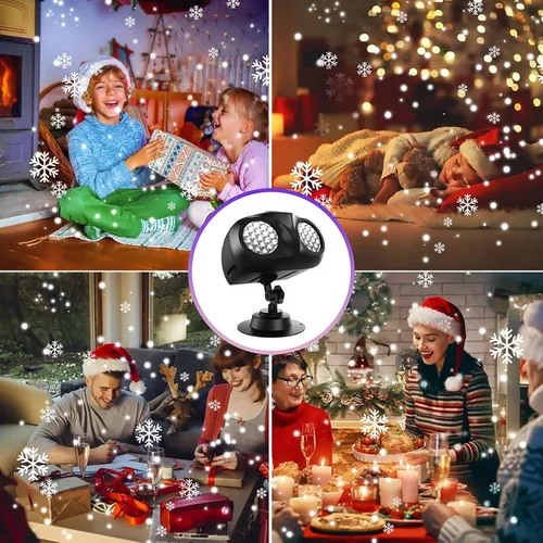 Vista 8 de Proyector de luces de copo de nieve para exteriores con control remoto, luces de proyector de copo de nieve de Navidad, IP65 impermeable, luz