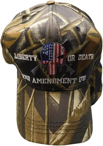 Vista 2 de Liberty Or Death 2nd Enmienda 1791 - Gorra de béisbol bordada ajustable de camuflaje de árbol real, Multi