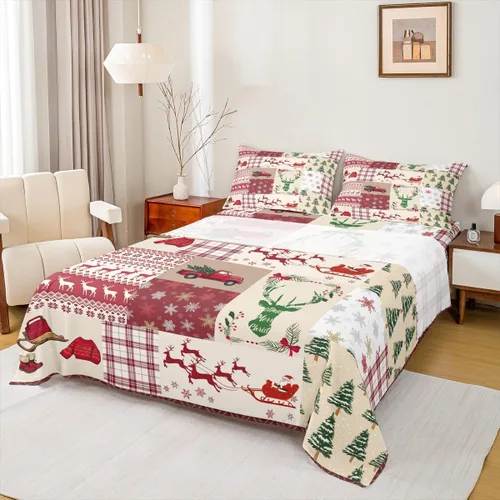 Vista 15 de Erosebridal Juego de sábanas bajeras de Navidad tamaño Queen, diseño de copos de nieve, color negro, gris, degradado, para niños y niñas, juego