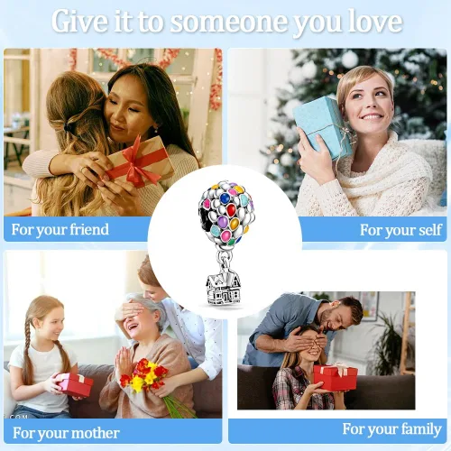 Vista 6 de Birth Stone Love Heart Flying House Mom Crown Balloons Smile Children Luchs Charms para pulseras de plata de ley 925, collares, regalos de joyería
