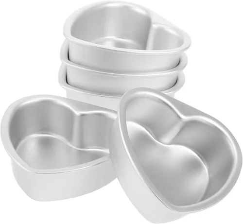 Vista 10 de BESTonZON 3 moldes para pasteles en forma de corazón, moldes de aluminio de 6 pulgadas con parte inferior extraíble, molde de pastel de corazón