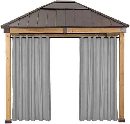 Vista 9 de Macochico Cortinas impermeables para patio al aire libre, cortinas opacas con aislamiento térmico, cortinas resistentes al viento para puerta Beige